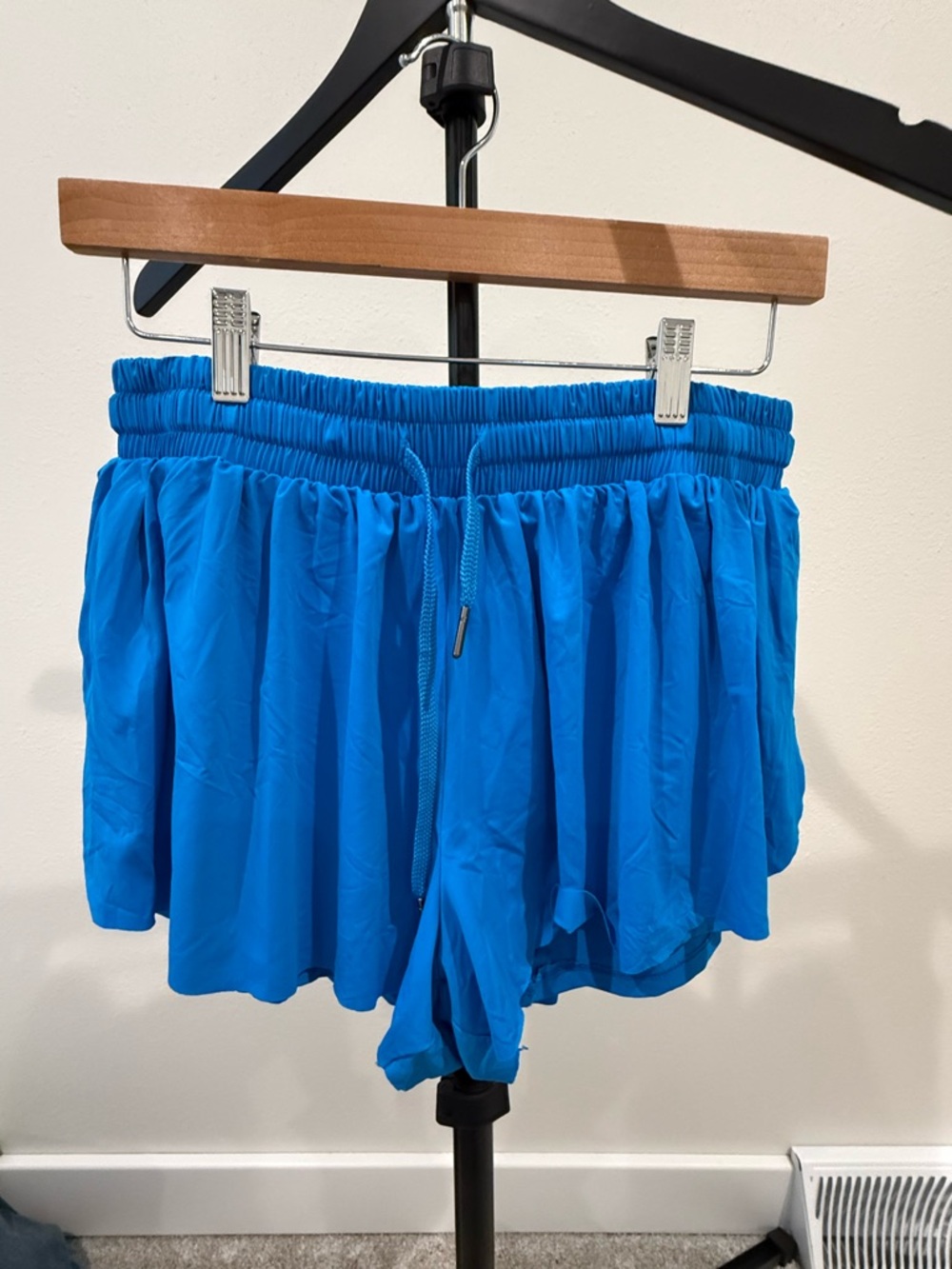 Women’s Electric Blue Elastic-Waist Athletic Shorts